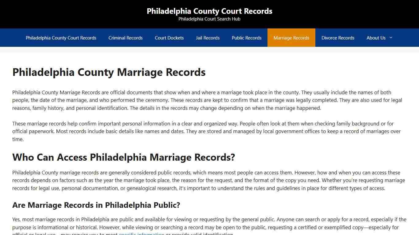Philadelphia County Marriage Records