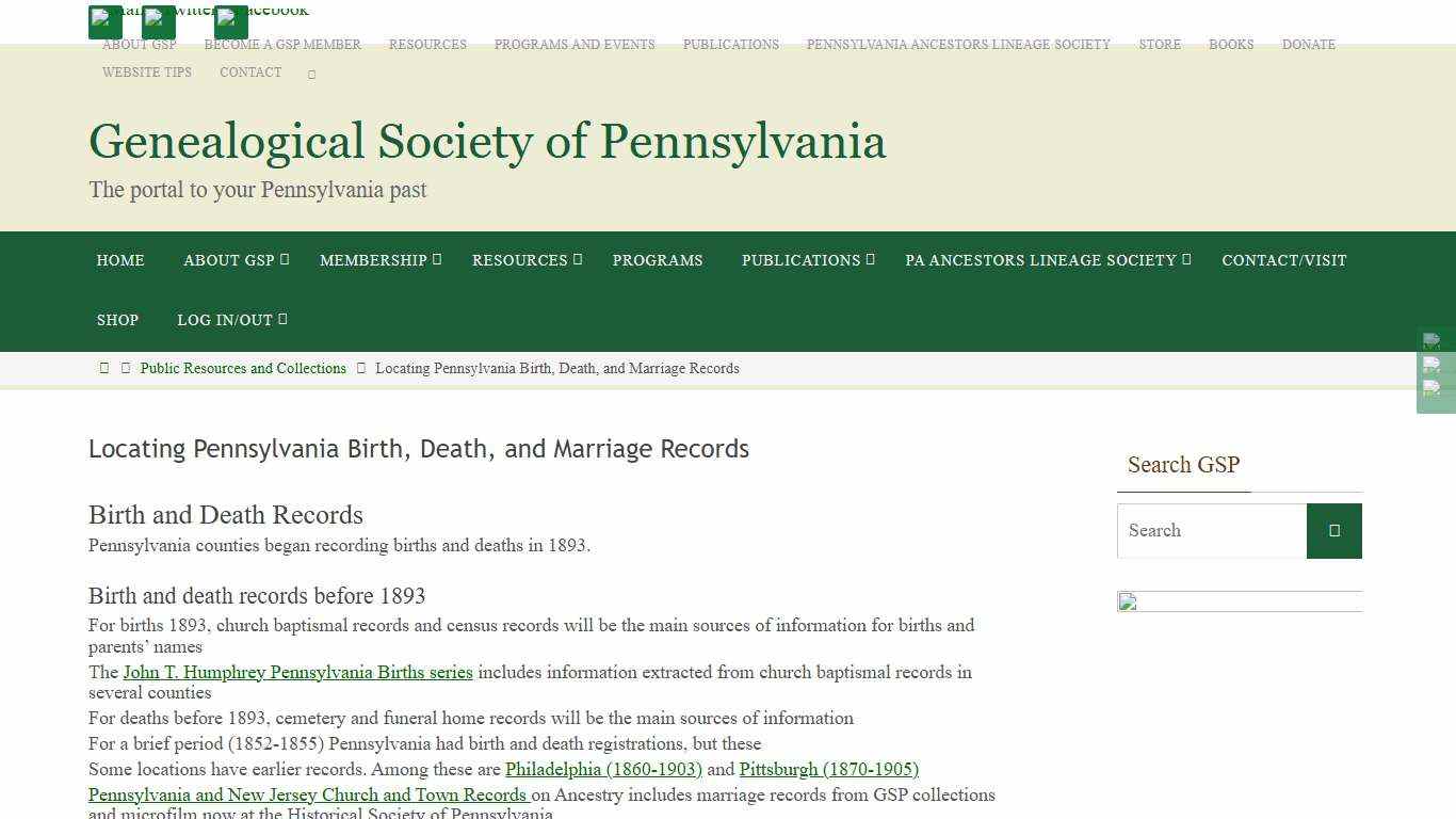 Locating Pennsylvania Birth, Death, and Marriage Records – Genealogical Society of Pennsylvania